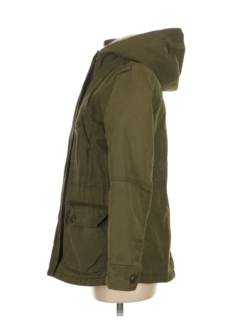 Vintage American Eagle Outfitters Green Hooded Cargo Utility Jacket S Military - Picture 3 of 8